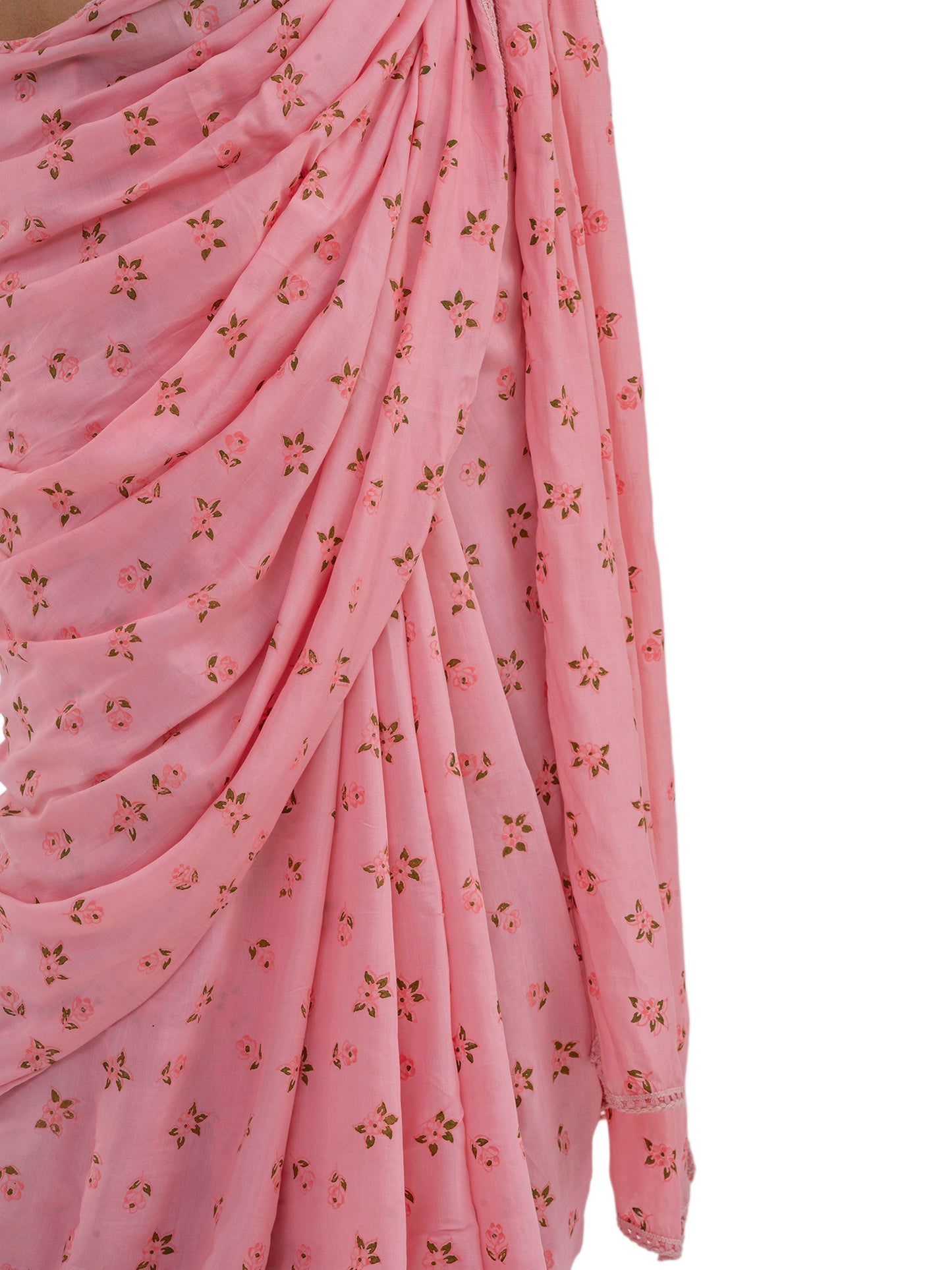 PASTEL PINK FLORAL PRINTED SAREE